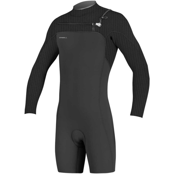 2021 O'Neill Hyperfreak 2mm Chest Zip GBS Long Sleeve Shorty Wetsuit BLACK 5004 Wetsuit Outlet